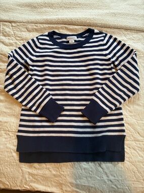 Liz Claiborne Navy and White Striped Scoop-Neck Sweater